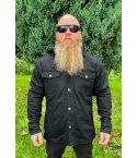 BLACK DENIM BIKERS HOODIE SHIRT