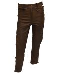 BIKERS LEATHER BROWN LACE JEANS  (SHORT LEG) 