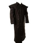 BLACK LEATHER DUSTER CAPE COAT ( DELIVERY 4/5 WEEKS )