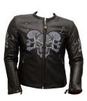 LADY BIKER LEATHER SKULL JACKET