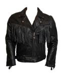 LADY BIKER BLACK LEATHER BRANDO TASSEL JACKET