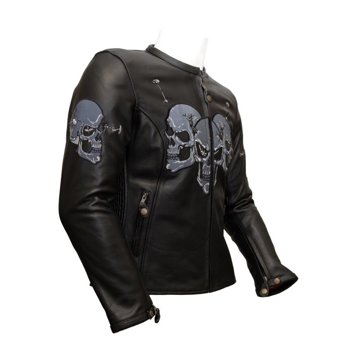 LADY BIKER LEATHER SKULL JACKET