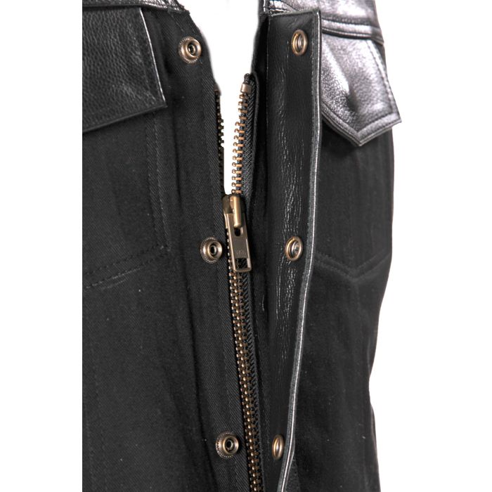 V DENIM LEATHER CUT OFF