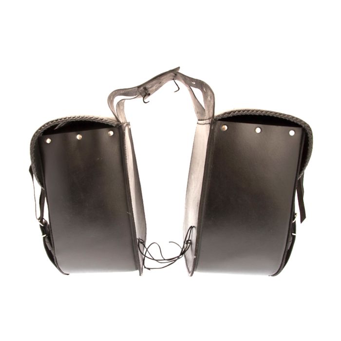 LEATHER BIKER DOUBLE EXTRA LARGE PANNIER SADDLE BAG