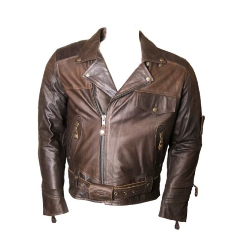 AMERICAN CLASSIC BROWN LEATHER BIKER JACKET