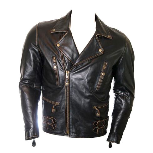 ROCKER ANTIQUE LEATHER BIKER JACKET