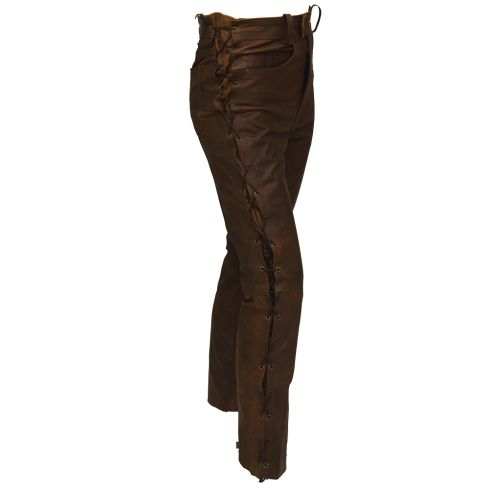 BIKERS LEATHER BROWN LACE JEANS (LONG LEG) 