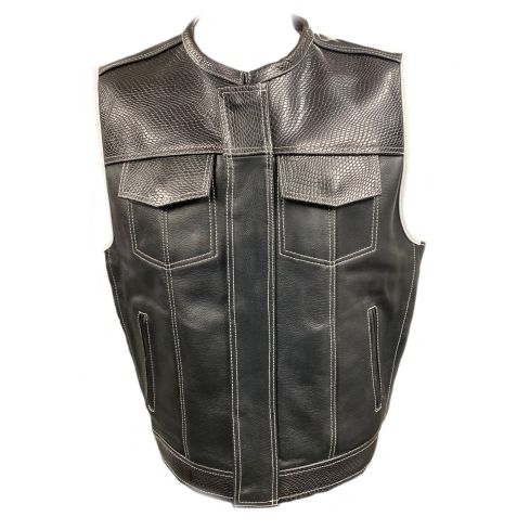 BLACK WHITE MAMBA LEATHER CUT OFF  (DELIVERY 4/5 WEEKS)