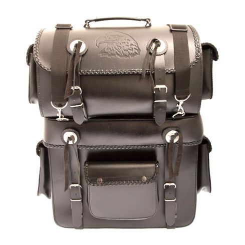 LEATHER BIKER SISSY BAR PANNIER BAG