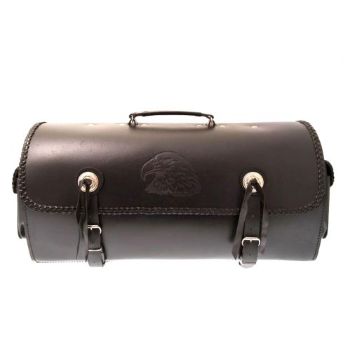 LEATHER BIKER DOUBLE HELMET PANNIER BAG