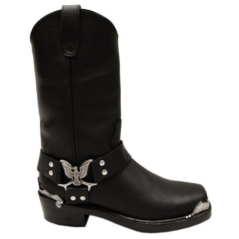 LEATHER BIKER EAGLE HI BOOTS