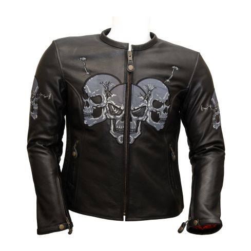 LADY BIKER LEATHER SKULL JACKET