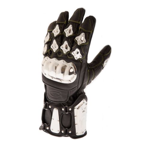 LEATHER BIKER METAL GLOVES