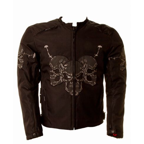 SKULL BIKER BLACK TEXTILE  JACKET