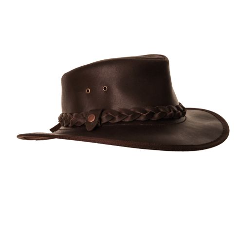 LEATHER BROWN SPRING BACK HAT