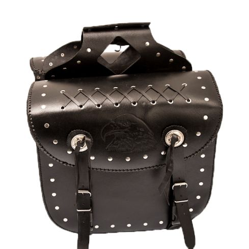 LEATHER BIKER SMALL PANNIER SADDLE BAG