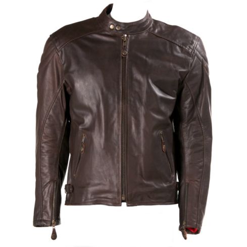 RETRO BROWN LEATHER CLASSIC BIKER JACKET