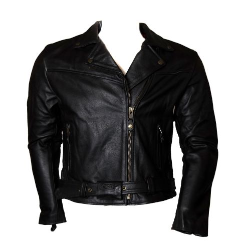 LADY BIKER BLACK LEATHER BRANDO JACKET