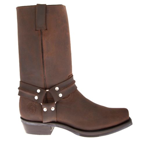 LEATHER BIKER RENEGADE HIGH BROWN BOOTS