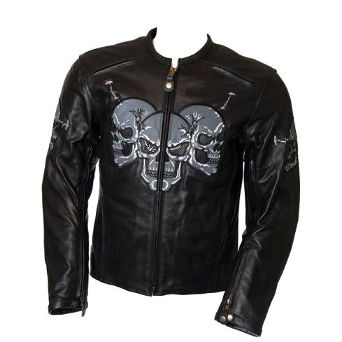 LADY BIKERS SKULL LEATHER JACKET