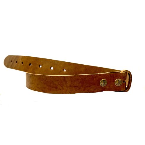 LEATHER BELT TAN STONE WASH  