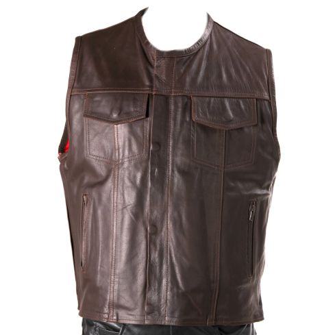 ULTIMATE BROWN LEATHER CUT OFF