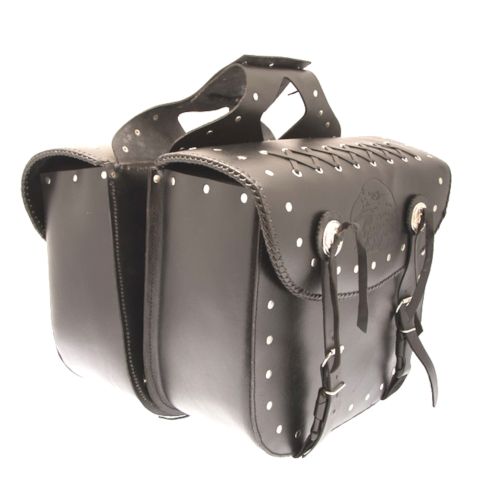 LEATHER BIKER DOUBLE EXTRA LARGE PANNIER SADDLE BAG