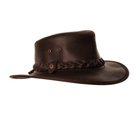 LEATHER BROWN SPRING BACK HAT